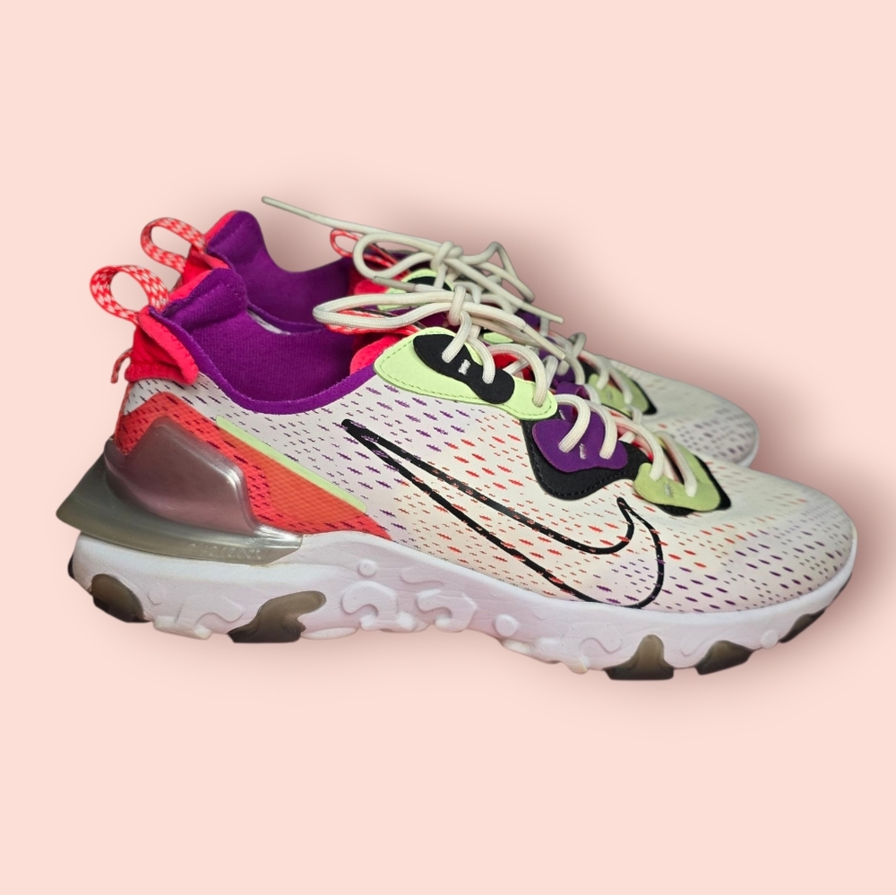 Nike Men's React Vision Barely Volt Pink Lightweight Casual Sneakers 11 Comfort